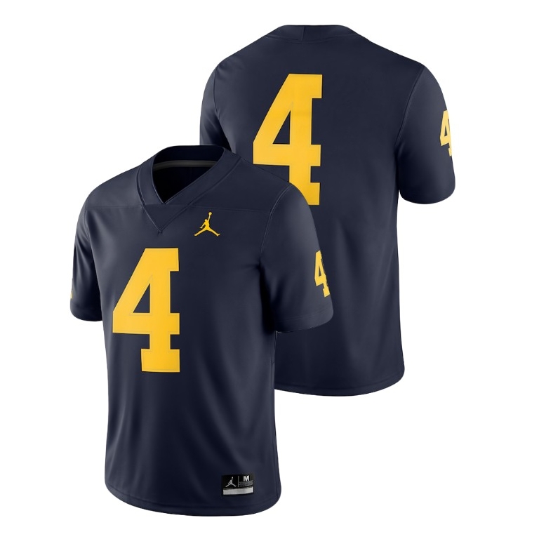 Michigan Wolverines Men's NCAA #4 Navy Jordan Brand 2018 Game College Football Jersey DLM3849ME
